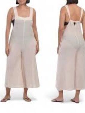 Haute hippie Women's Cream Wide-Leg Loungewear/swim cover up - linen blend